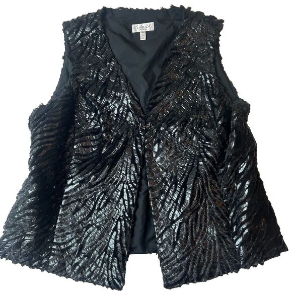 Conrad C Women’s 18 Vest Artsy Black Chic Career Zebra Art Pockets (tacked)Soft - Picture 1 of 13